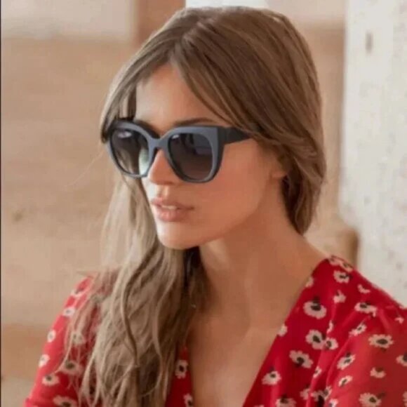 Tom's Traveler Collection Sydney  Sunglasses Matte Black CAT EYE Semi Oversized - Picture 13 of 14